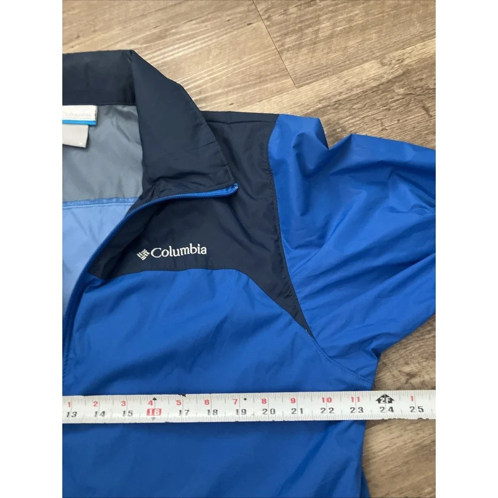Columbia Men's M Omni-shield Blue Navy Windbreaker Rain Jacket Hood Packable